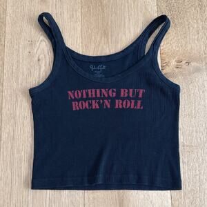Brandy Melville Tank Top Ribbed Rock'n'Roll One Size Black Red